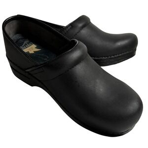 Dansko Womens XP Pro Clogs 39 Black Leather Slip Resistant Professional Shoes
